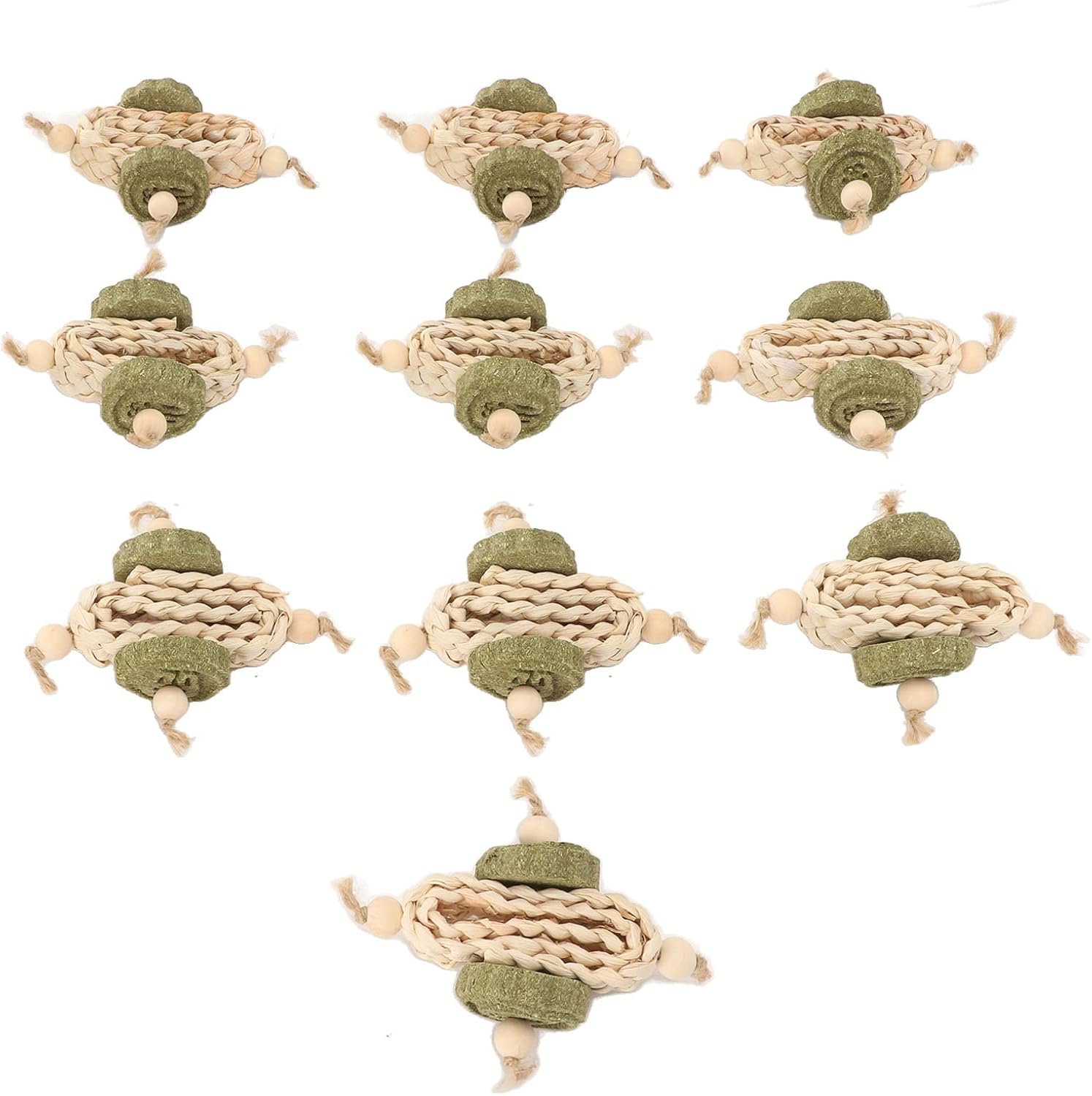 Rabbit Chewing String Teeth Grinding Toy, 10pcs Natural Grass Cake for Small Animals, Safe and Non - Promote Digestion, Relieve Boredom, Ideal for Hamsters and Guinea Pigs