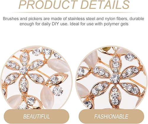 Miniatura 7 de EXCEART Broches de flores de cristal, 3 piezas, pines de flores de cristal, pines de diamantes de imitación y broches, broche de ramillez, broches