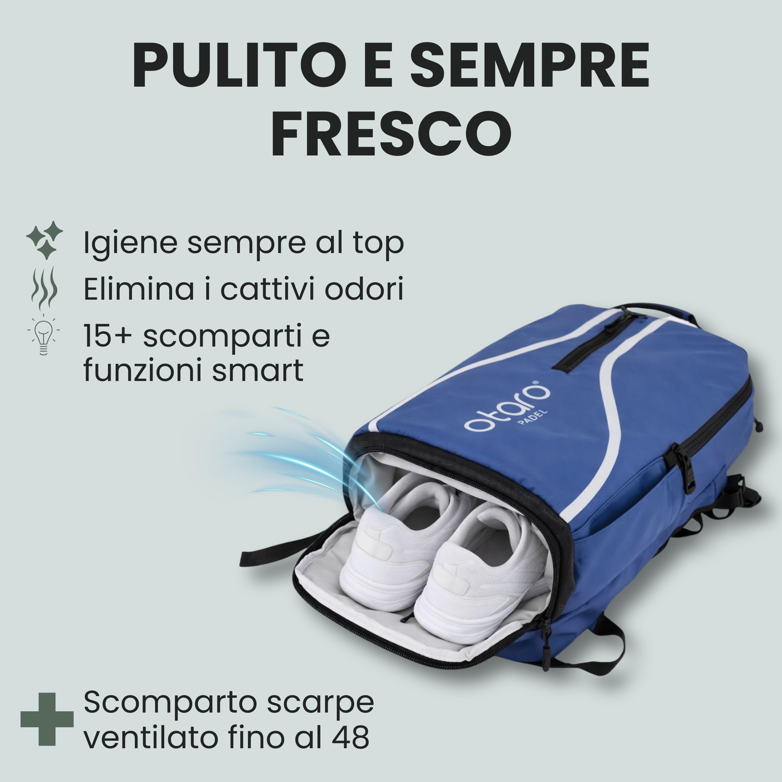 Otaro Zaino Padel | 35L | Zaino con porta scarpe, scomparto per racchette e laptop | Borsone padel per 2 racchette padel, abbigliamento e accessori | Comodo e stiloso | Borsa padel uomo e donna