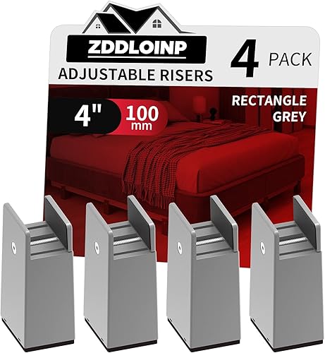 Miniatura 11 de Elevador de cama con abrazadera de tornillo ajustable, se ajusta al grosor del marco de muebles de 0 a 1.5 pulgadas, altura de elevación de 2