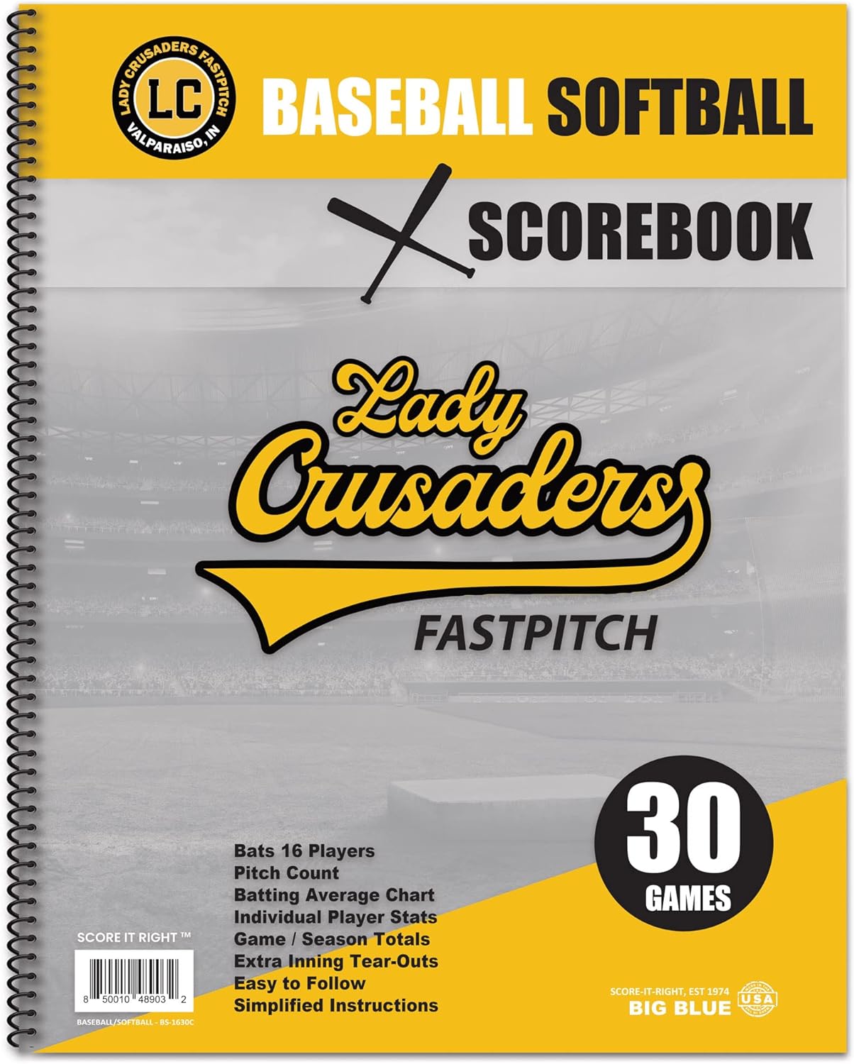 Score It Right - Customized Baseball/Softball Scorebook – Premium Score Keeping Book – 16 Player - 24 or 30 Game Scorebook with Pitch Count, Individual Player Stats, Batting Average Chart