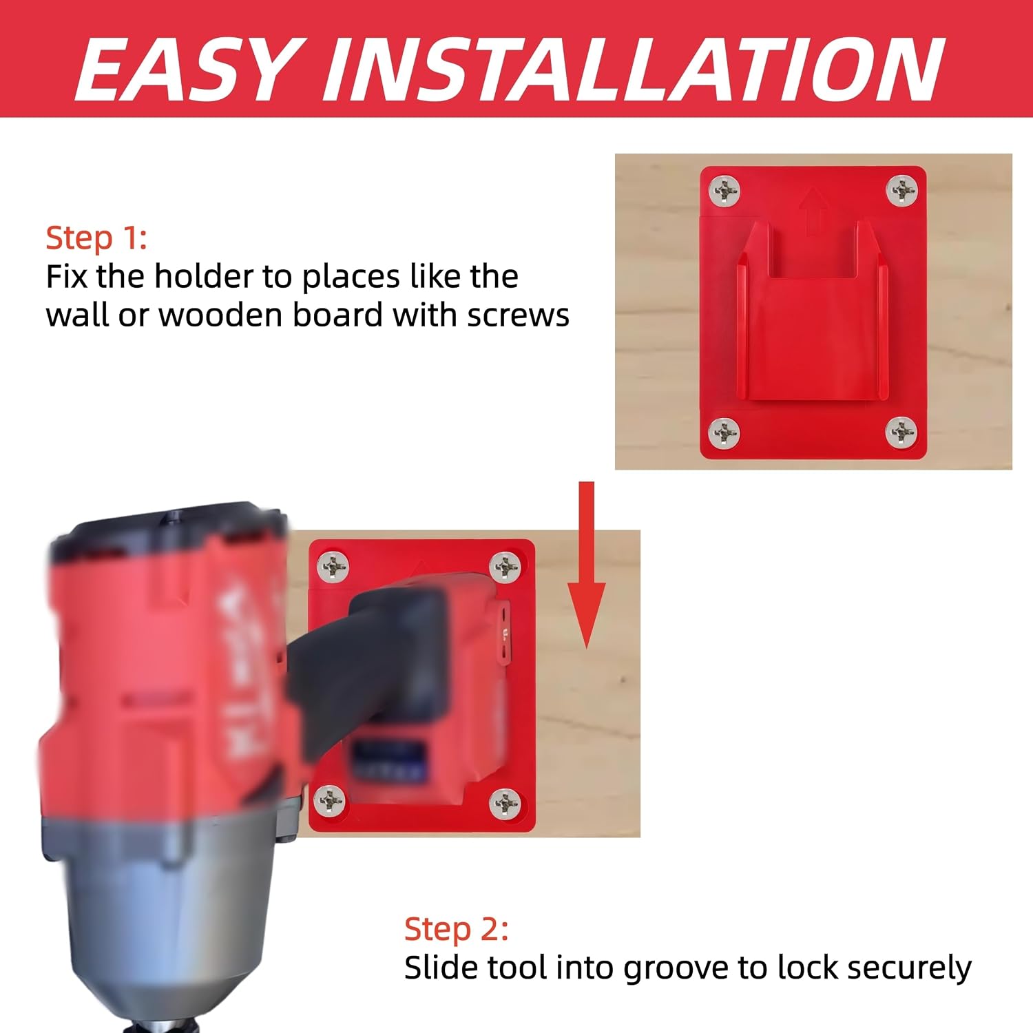 20 Pack Tool Battery Packs Holder Compatible with Red 18V Batteries Drill, 10 PCS Tool Holders and 10 PCS Battery Packs Holders with Screws