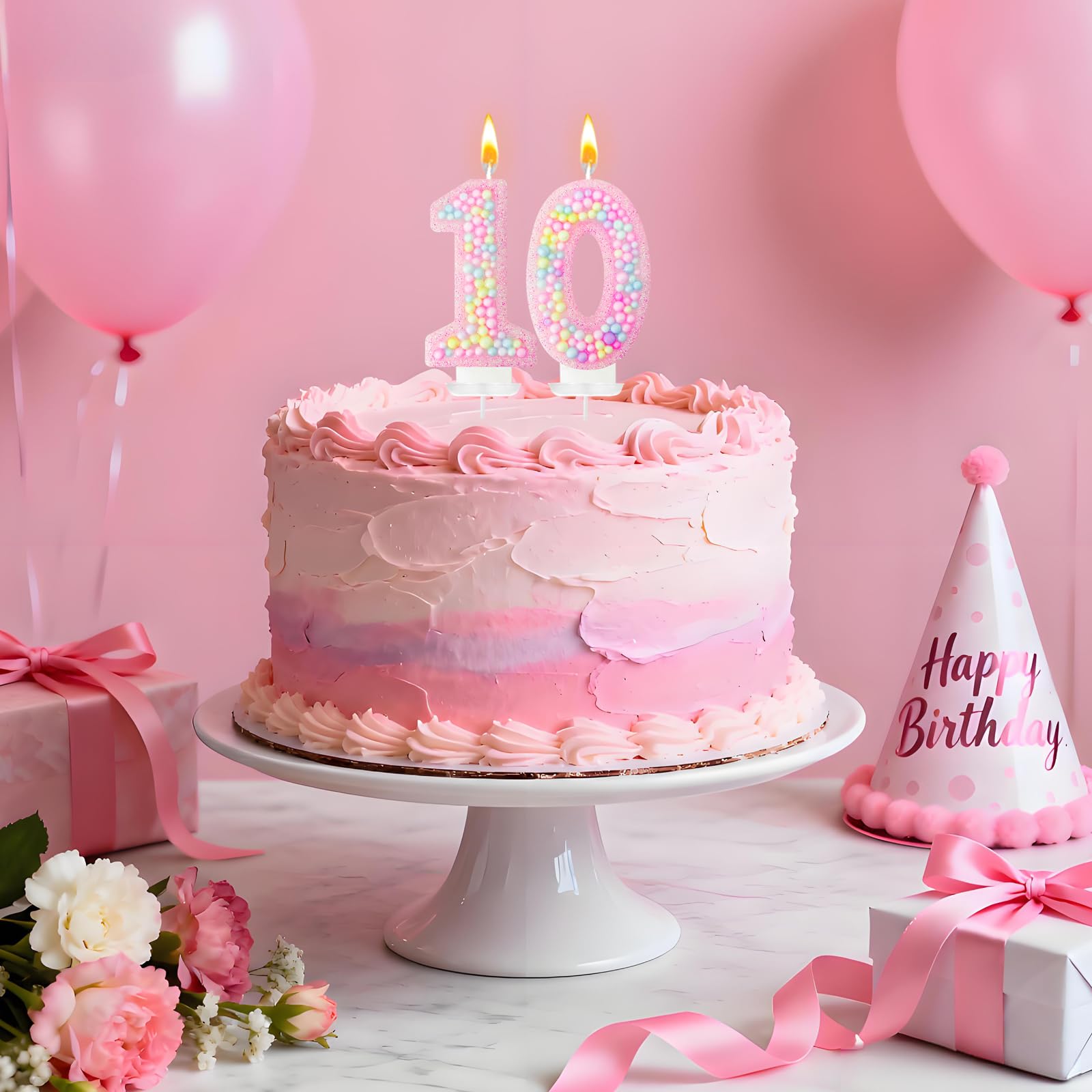 Zlongron Velas con números de cumpleaños, hechas a mano, macarrón, 3D, número 0, adecuadas para cumpleaños de niñas y niños, bodas, aniversarios, decoraciones de tartas de fiesta temática