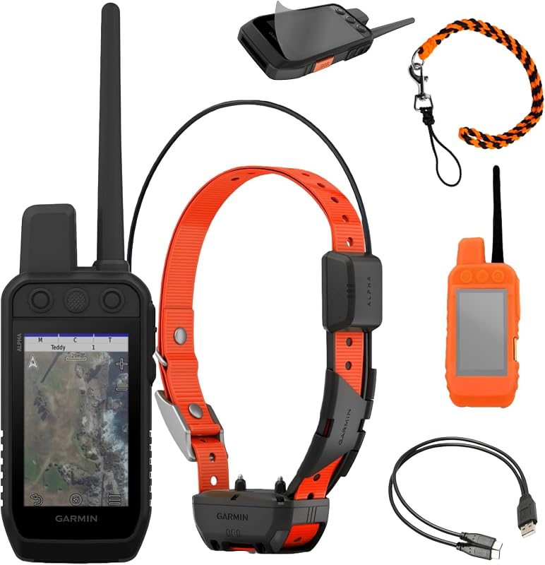 Garmin Alpha 200 with TT25 Collar Conkey's Bundle: Touchscreen GPS Handheld & Tracking Collar for Hunting. Includes Screen Saver, Orange Rubber Case, Orange Lanyard and USB-C Splitter