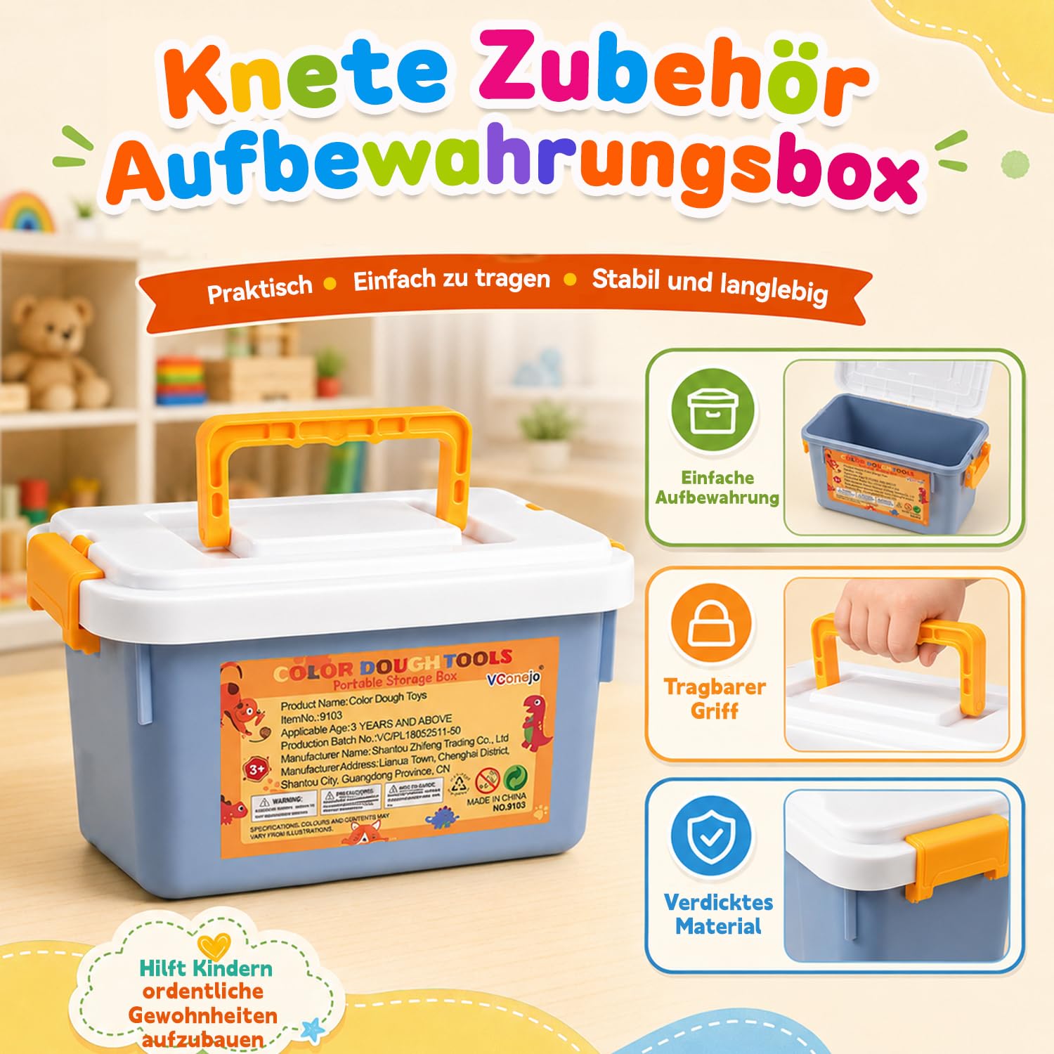 knete Zubehör Set für Kinder ab 3 Jahre, 22-teiliges mit Aufbewahrungsbox