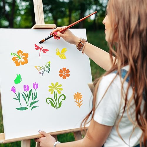 Miniatura 6 de 80 plantillas para pintar sobre madera, plantillas de flores reutilizables, plantillas de mariposa, plantillas de plástico para pájaros, plantillas