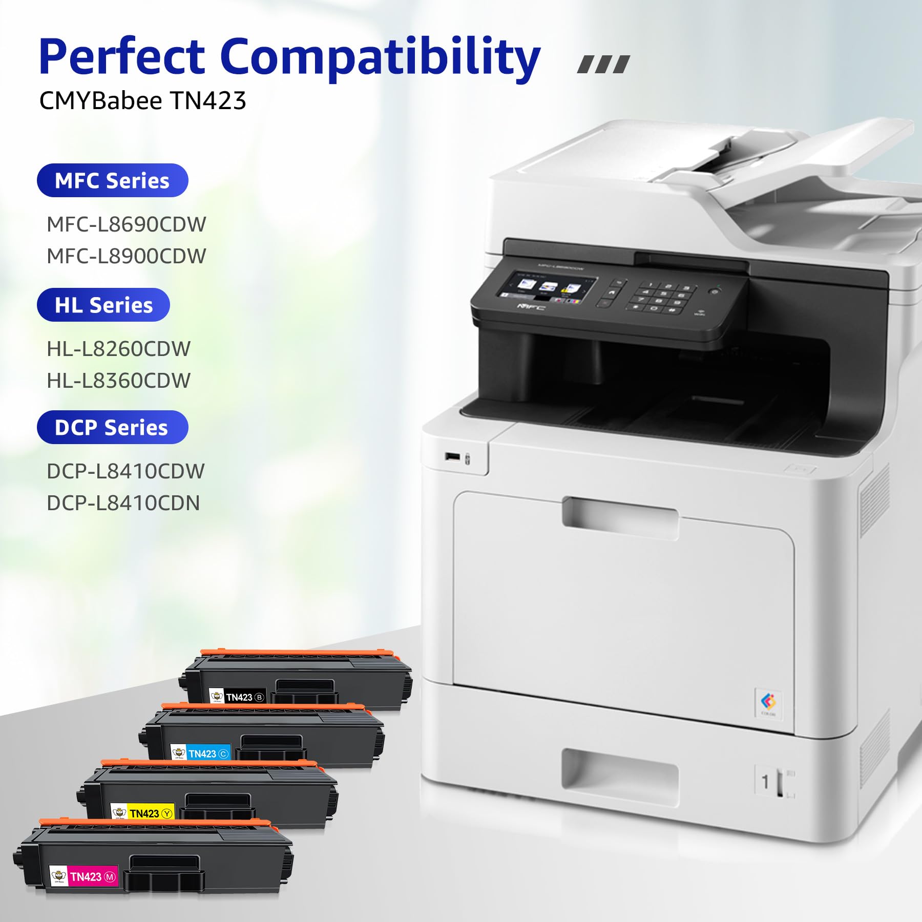 CMYBabee TN-423 Kompatybilny z Brother Toner TN423 TN421 TN423BK TN423C TN423M TN423Y do MFC-L8690CDW MFC-L8900CDW HL-L8260CDW HL-L8360CDW DCP-L8410CDW
