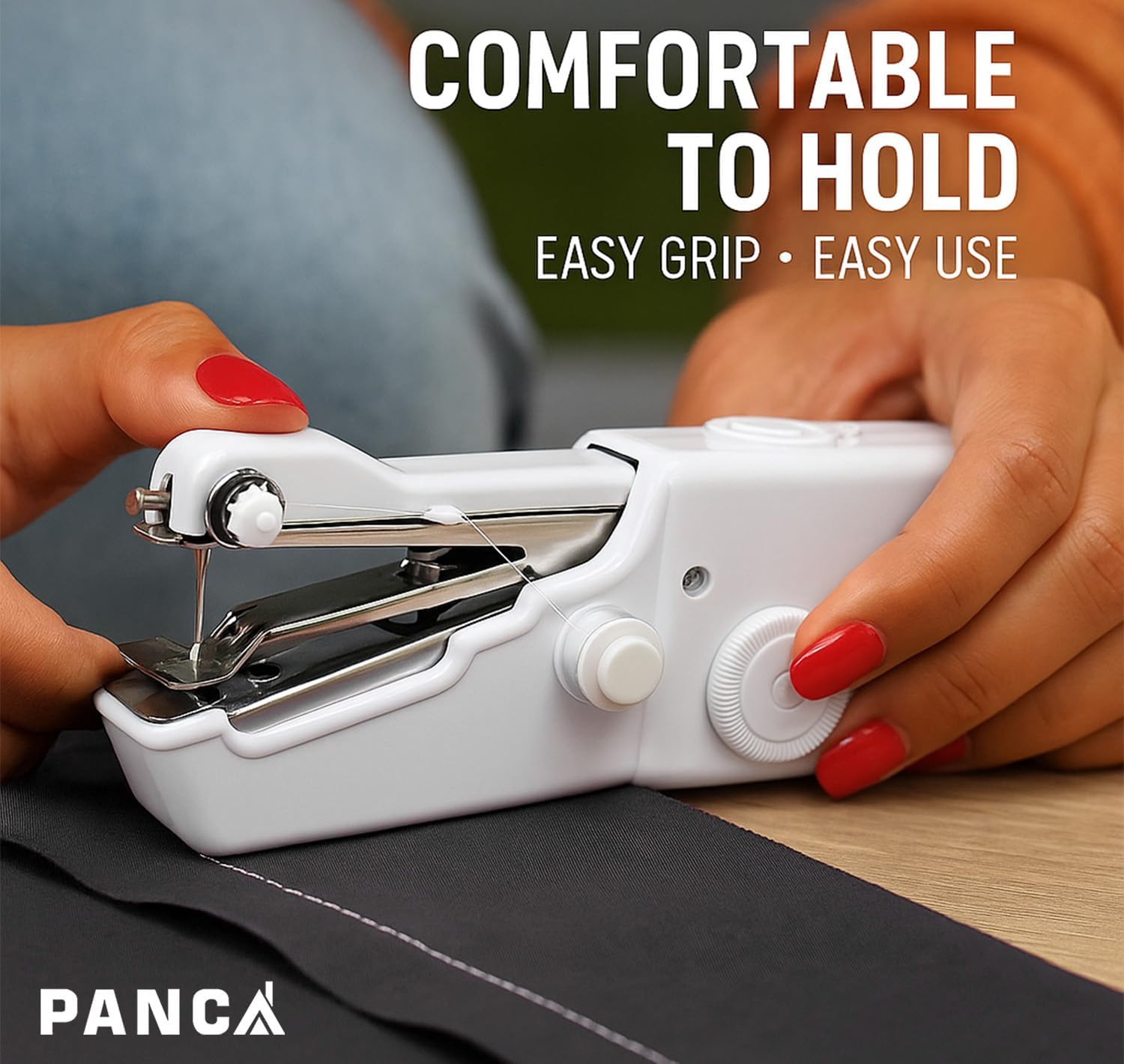 PANCA Handy Stitch Mini Sewing Machine Portable Handheld Silai Machine for Quick Stitching Clothes Repair Tailoring Embroidery Craft DIY Fabric Sewing Tool for Home Travel Emergency Use 3
