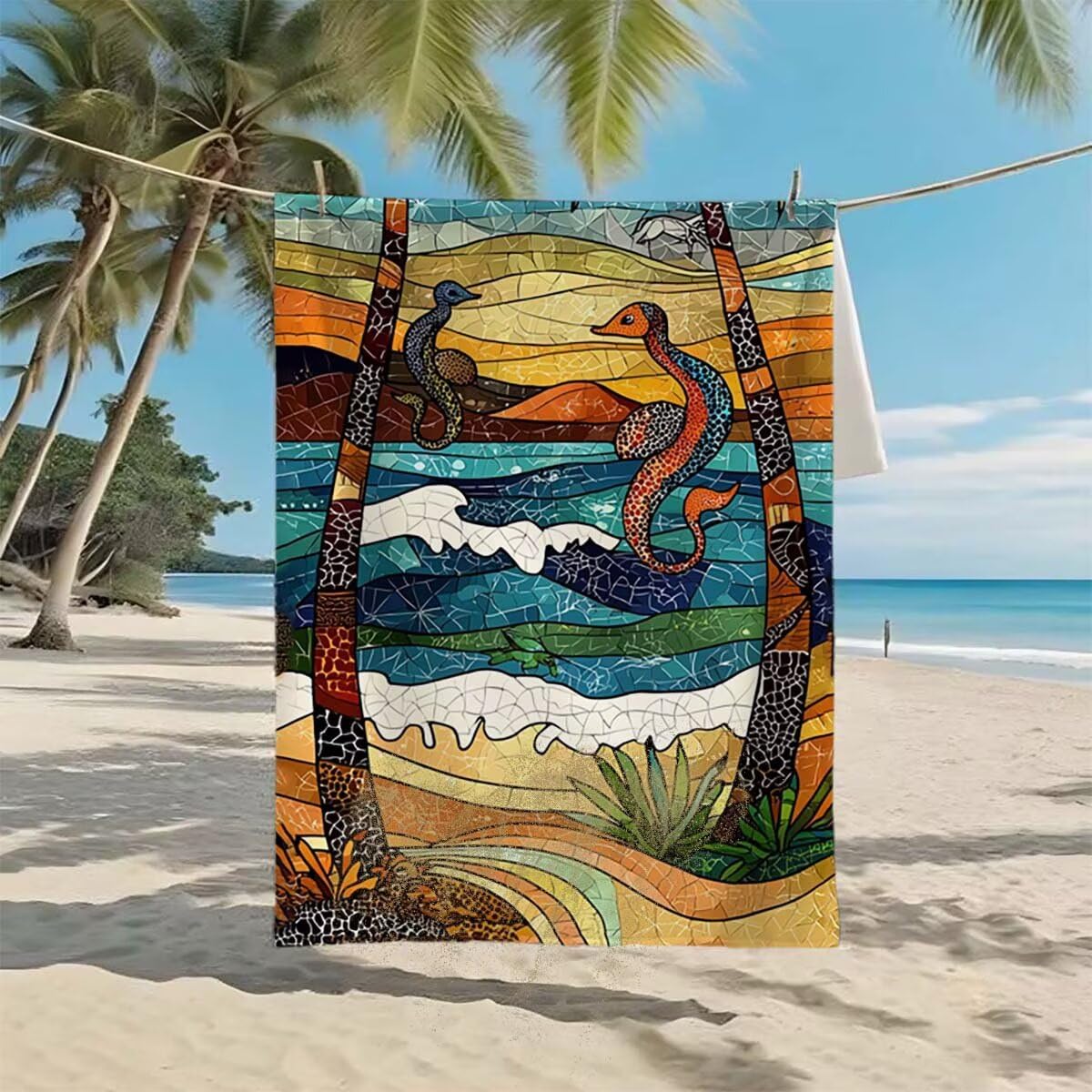 Telo Mare XXL 220x100cm/35x70cm, 2 Set Telo Mare Microfibra Albero Asciugamano Palestra Uomo, Antisabbia, Leggero, Asciugatura Rapida, Teli da Spiaggia Grandi Accessori per Camping Natation Yoga F-34