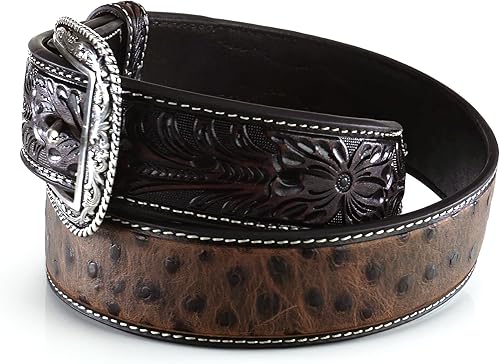Miniatura 5 de ARIAT Cinturón de cuero con estampado de avestruz para hombre