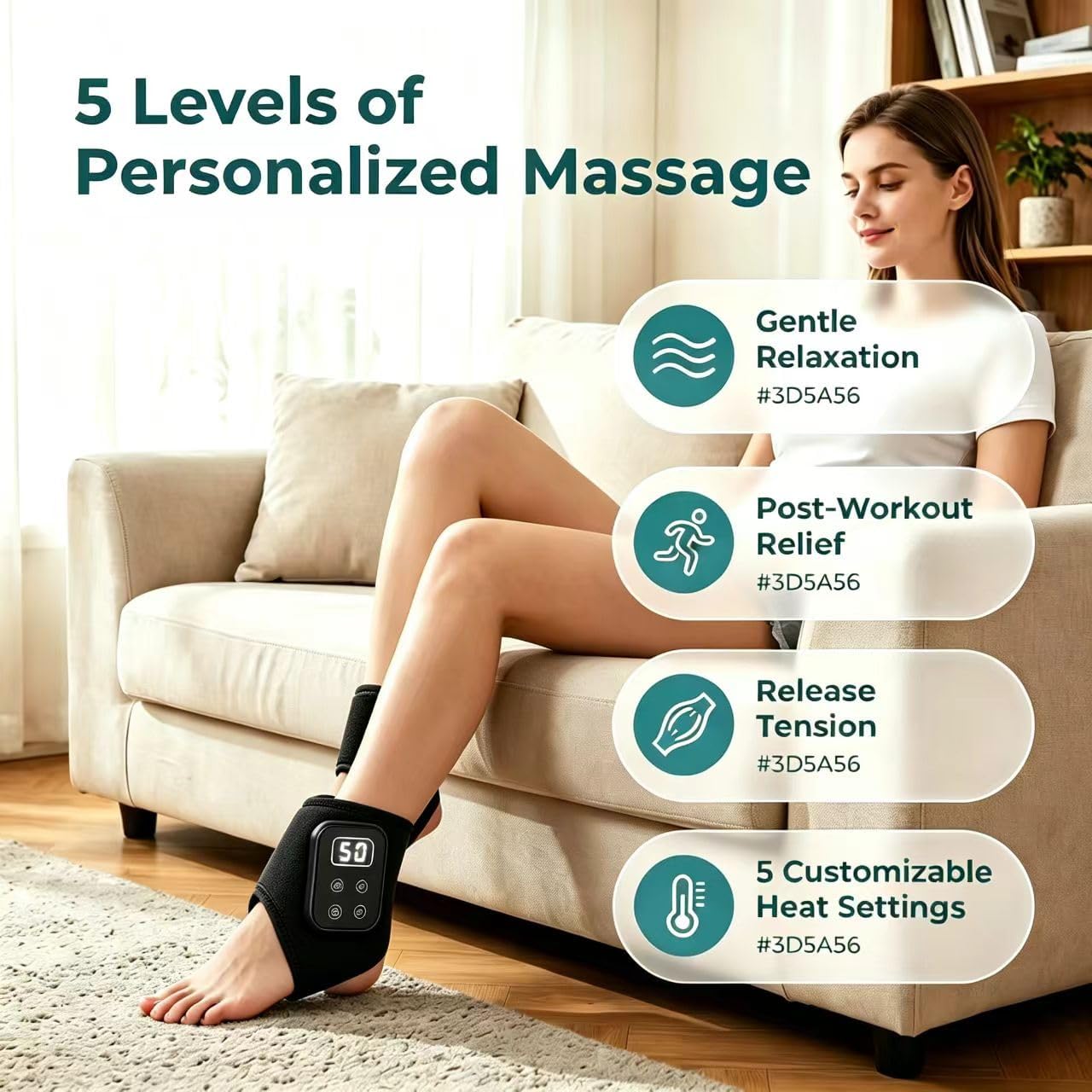 Foot Renew Massager for Neuropathy,4-in-1 Cordless & Portable Foot and Ankle Massager for Heel Warming Wrap Heating Pad Heated Brace Wrap with 5 Vibration Modes & 4 Heat Levels, Portable for Home