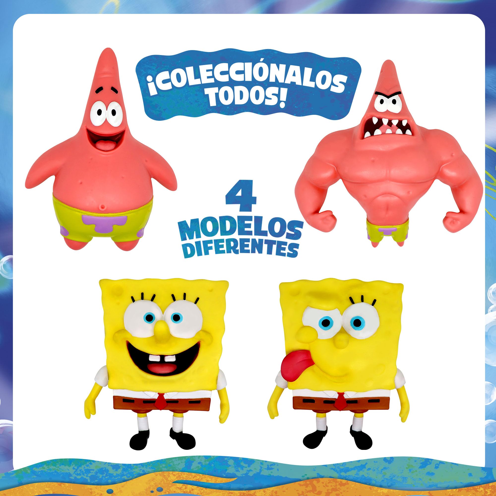 Bizak Monsterflex SpongeBob Figurka SpongeBob Super Wysuwana Elastyczna Lalka, Oficjalny produkt, 4 modele do kolekcjonowania, dla fanów i dzieci od 6 lat (64393003-1)