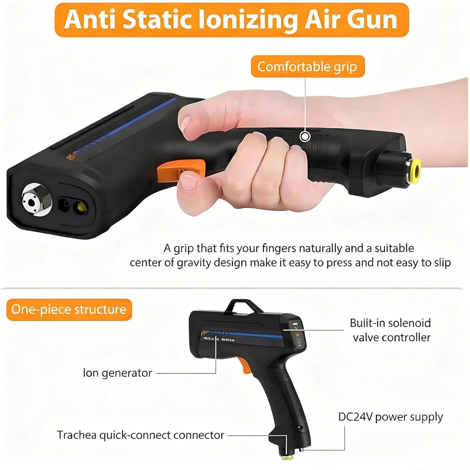 Pistola De Aire Ionizante, Pistola Antiestática Portátil, Eliminador De Estática Con Luz De Detección De Polvo, Función De Advertencia De Anomalías, Soluciones Antiestáticas Efectivas y Seguras