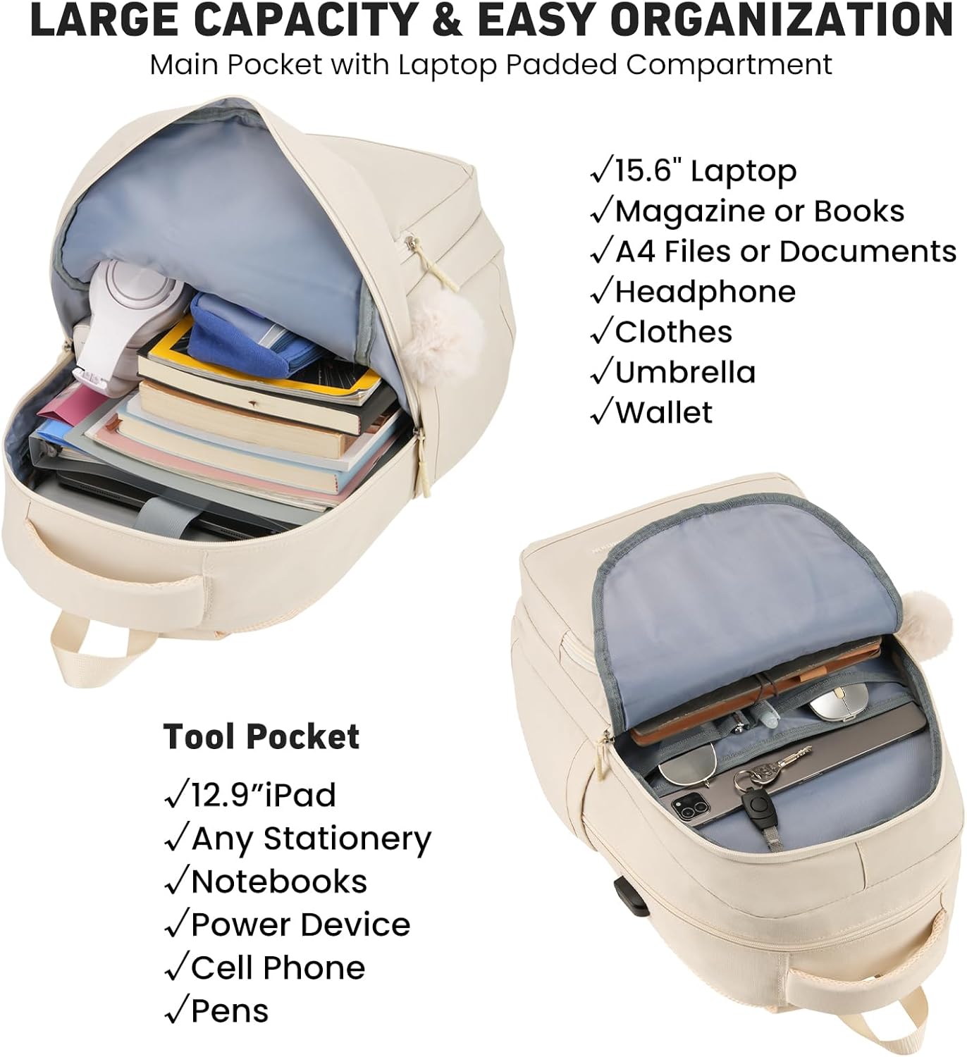 YAMTION School Bag for Women Girls,Laptop Backpack for College Students Secondary School Bags Book Bag Back Pack,Mochilas Mujer Morrales Escuela - Image 4