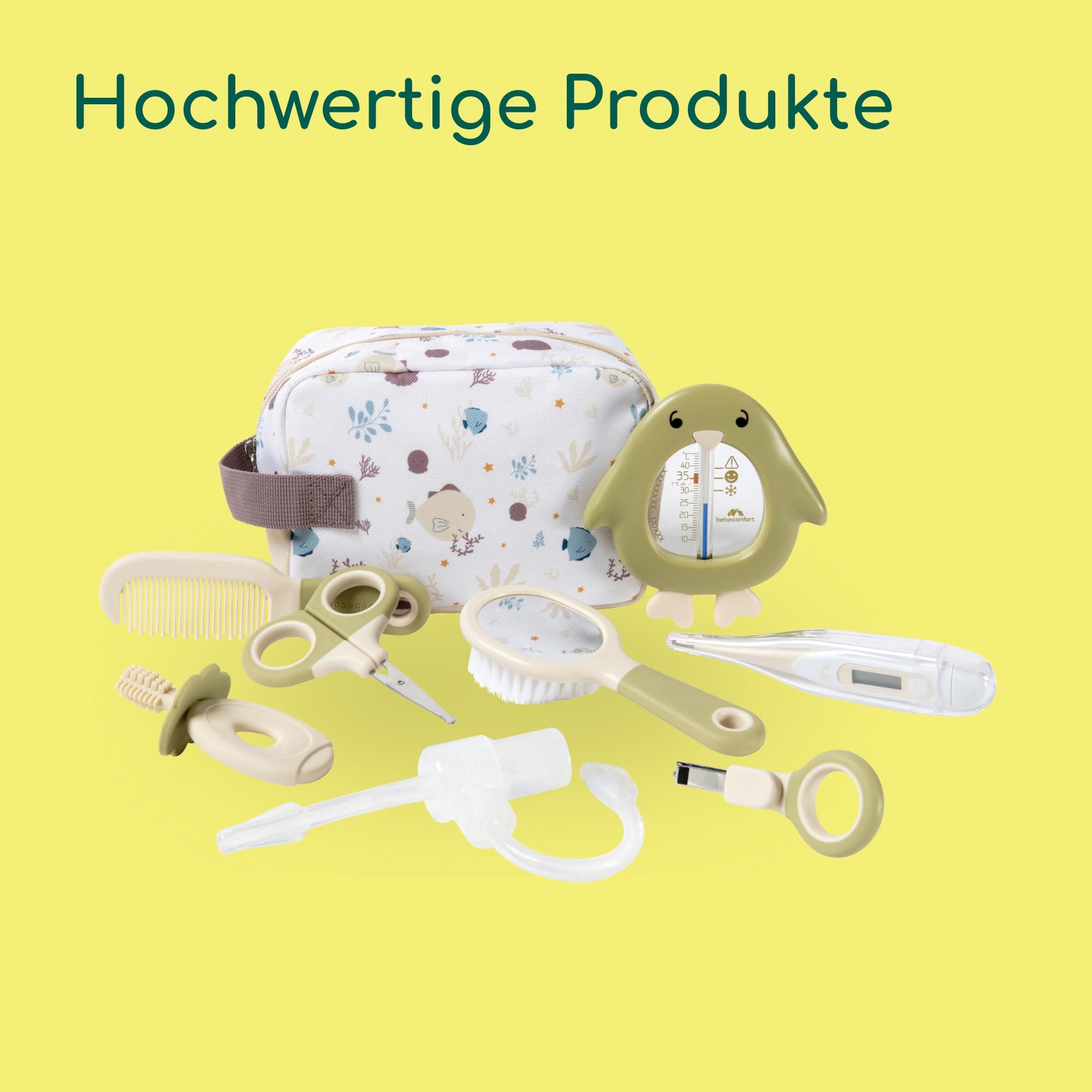Bebeconfort Hygieneartikel-Set, Babygesundheit und Pflegeset, für Neugeborene ab Geburt, ideal für unterwegs, inklusive Tasche, Under the Sea