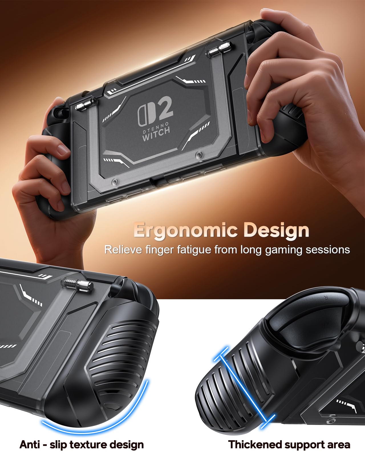 FYOUNG Coque Dockable pour Nintendo Switch 2, Grip de Protection en TPU Amovible Souple pour Joy-Con 2, Housse de Protection pour PC pour Accessoires Switch 2, Rangement pour 10 Cartes de Jeu (Coque)