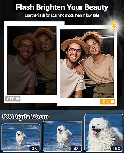 Miniatura 6 de Cámara digital 4K para fotografía: cámara de enfoque automático de 64 MP con doble lente, zoom digital 18X, cámara de punto y disparo pequeño con