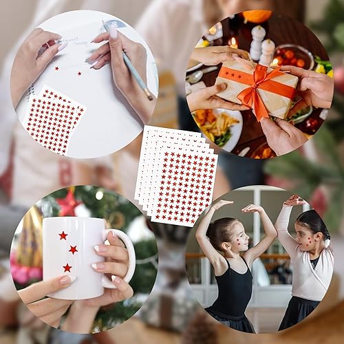 Miniatura 7 de Calcomanías de estrella roja de 0.3 pulgadas de diámetro, 1080 piezas, 10 hojas, calcomanías de recompensa para niños, ideales para gráficos de