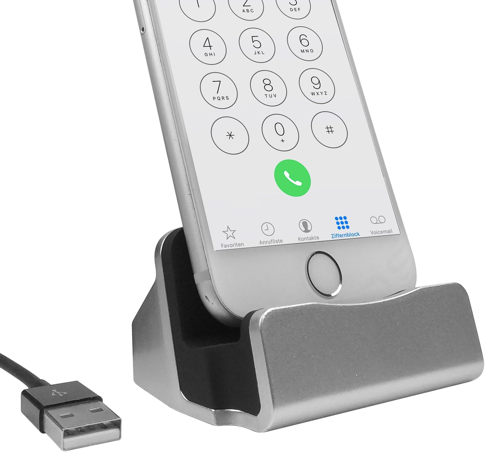 KAIOVA® iPhone Charger Dock, Aluminum Charge Data Sync Desktop Stand Charging Cradle Dock Station Holder with Lightning Cable Connector for iPhone 7 7 Plus SE 6S 6 6S Plus 6 Plus 5s 5 5c (Silver)