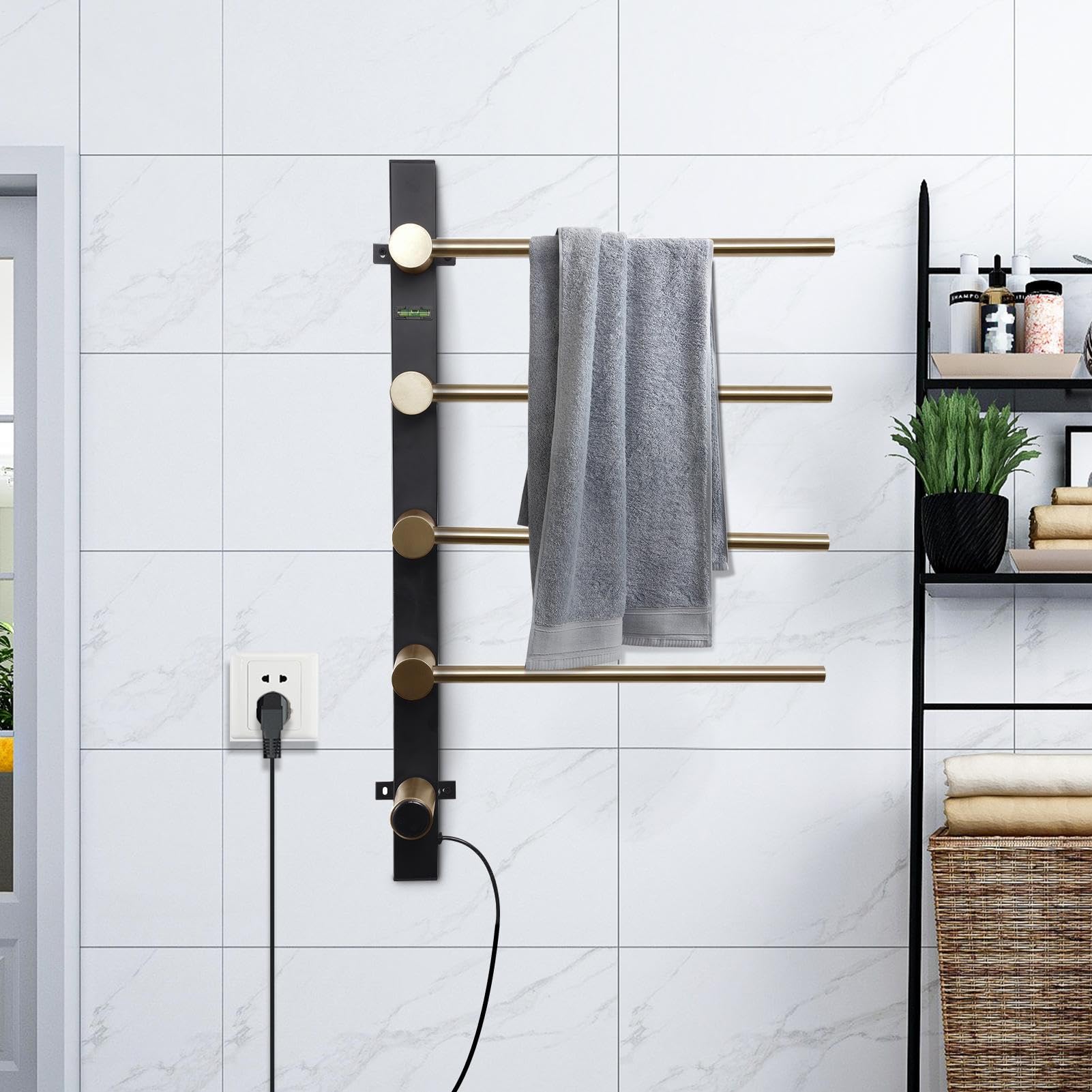 Bathroom Towel Warmer Rack - Wall Mounted Heated Towel Rack - Adjustable Temperature Towel Warmer with Display, Timer for Home, Gym, Apartment