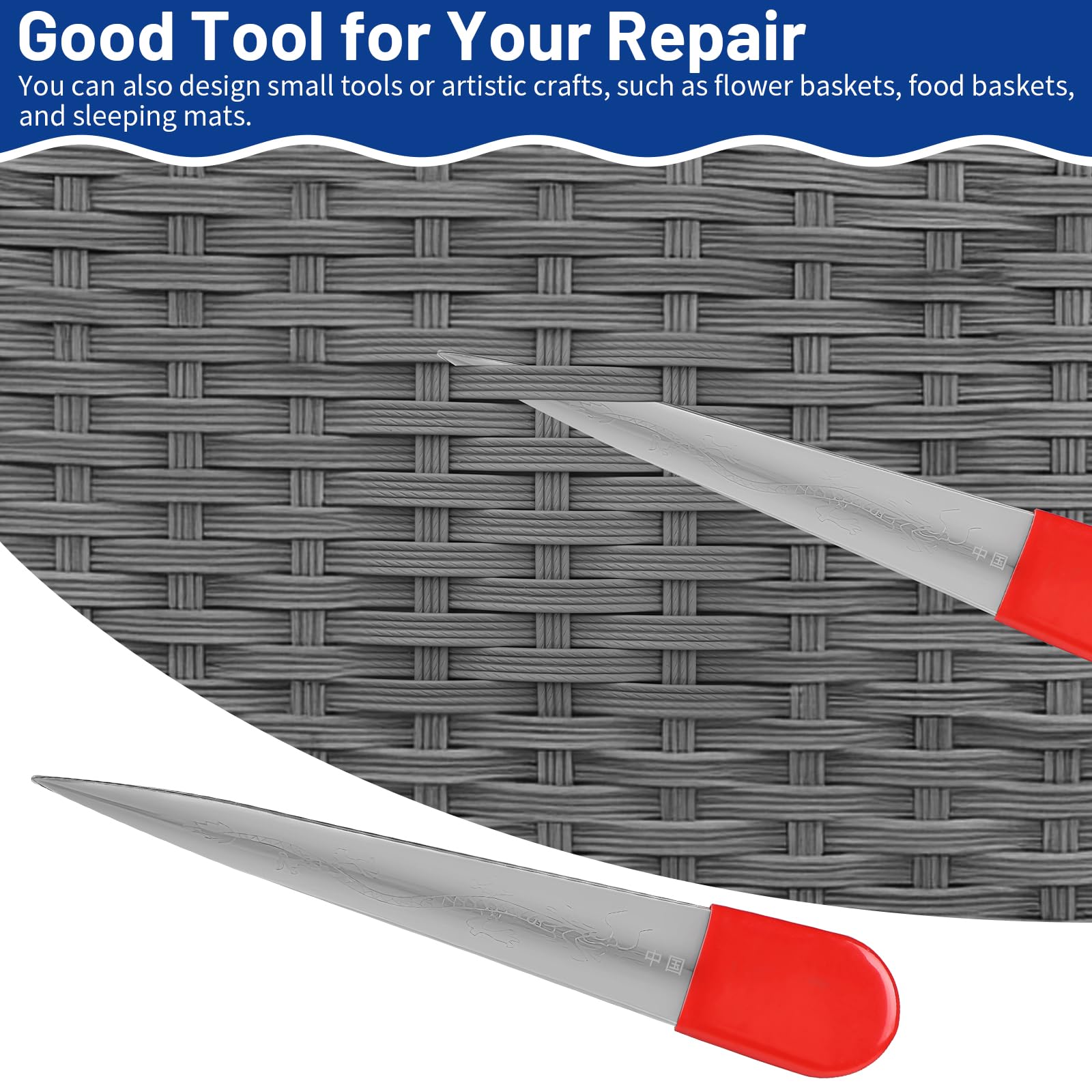 DBREAKS 65 m Material de Reparación de Ratán Tejido de Plástico, ratán Tejido Plástico Kit de Reparación, PE, para Muebles, Banco, Sillas, Muebles de Jardín (Gris)
