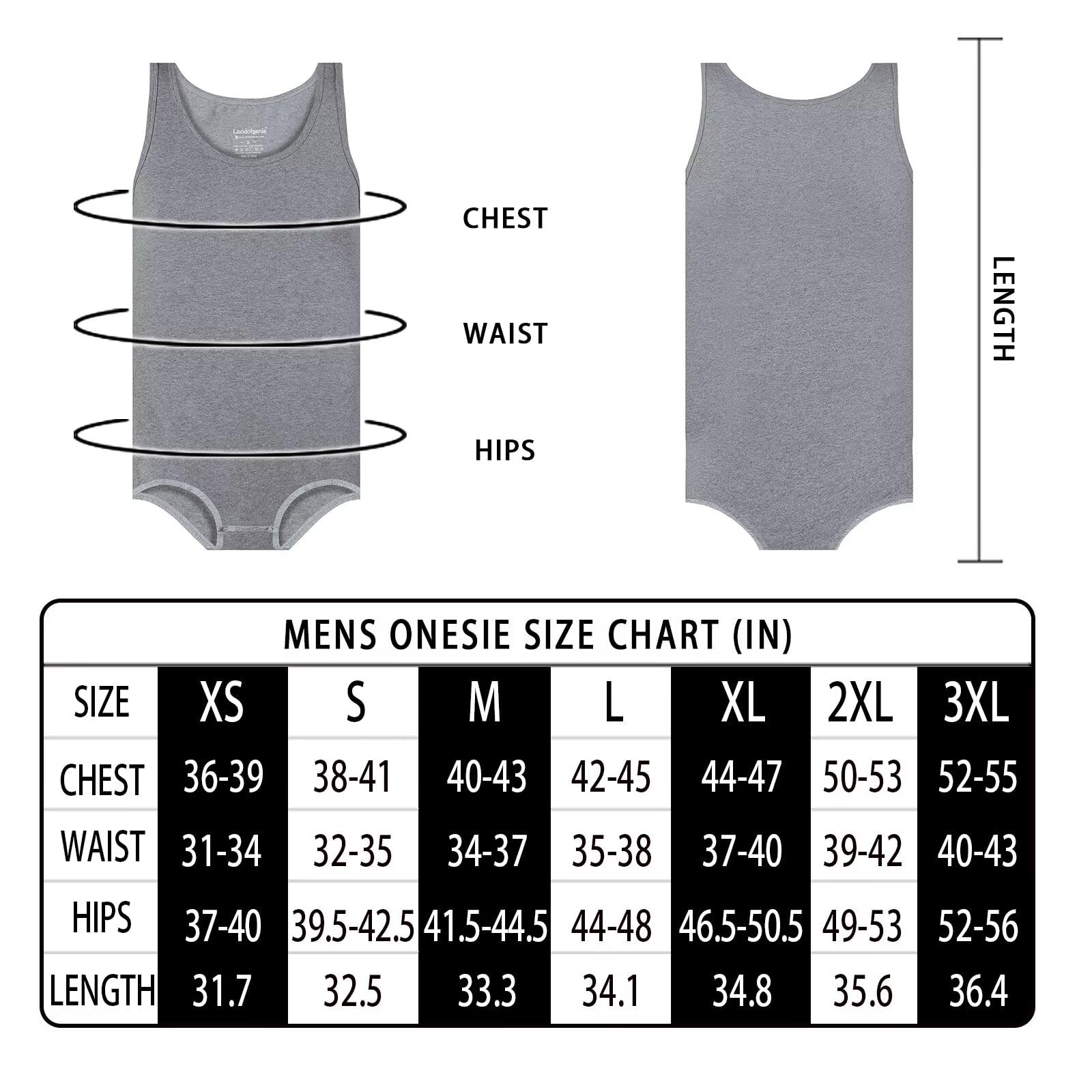 Landofgenie Chaleco Sin Mangas para Hombre Body De Una Pieza Pijama De Algodón Onesie Romper para Adultos