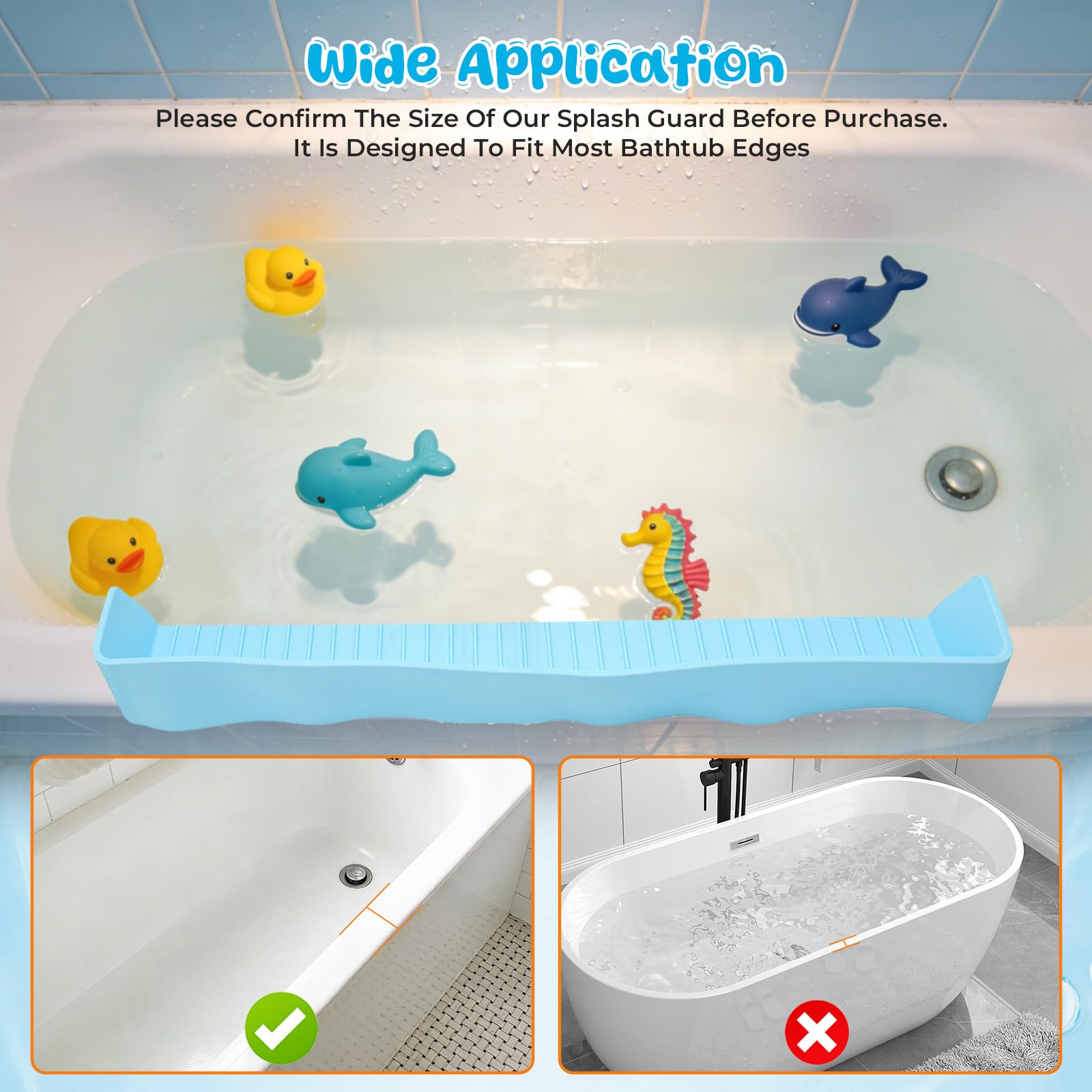 Pare-éclaboussures pour Baignoire Enfants, silicone Pare-éclaboussures avec Ventouses Pare-éclaboussures pour Baignoire Rangement pour Jouets Bain Prévient les éclaboussures Dans la Salle Bain