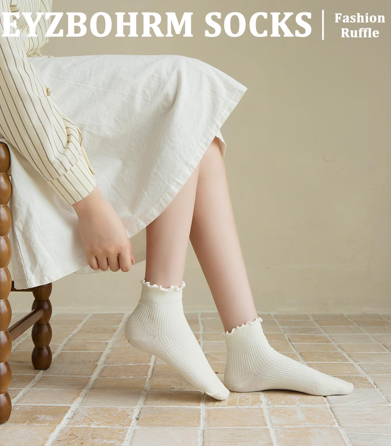 Ruffle Socks Women White Ankle Socks Woman Girls Cute Cotton White Frilly Sock Size 9-11, 6 Pairs - Image 7