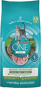 Purina ONE Natural, Low Fat, Weight Control, Indoor Dry Cat Food, +Plus Indoor Advantage - 3.5 lb. Bag