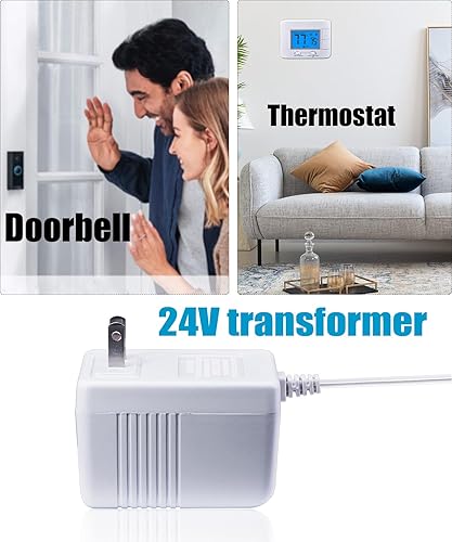Miniatura 5 de Transformador de 24 voltios, termostato adaptador de cable C, compatible con termostatos inteligentes y fuente de alimentación de timbres (cable de