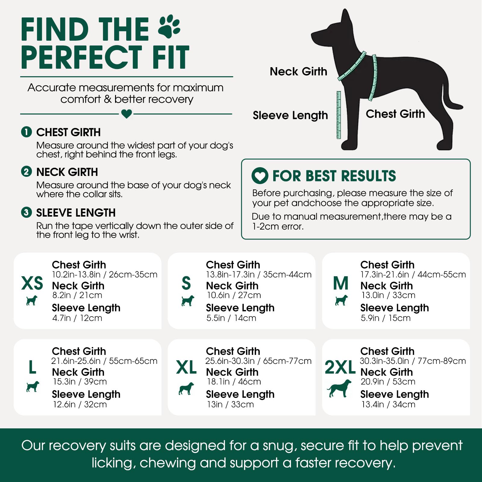 CITÉTOILE Manchon de Récupération Chirurgicale Chien, Protection Contre Les blessures à la Jambe Avant pour Chien de Taille Moyenne et Grande, Vert, S