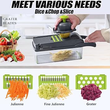 16 in 1 Vegetable Chopper Box Onion Chopper Salad Chopper Food Dicer Mandoline Vegetable Slicer Mandolin Slicer Onion Cutter, Multifunctional with Adjustable Cutter, Kitchen Tools & Gadgets