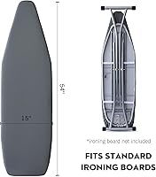 Vista 4 de Funda y almohadilla para tabla de planchar, tamaño estándar de 15 x 54 pulgadas, cubierta plateada de 4 capas para tabla de planchar con bordes