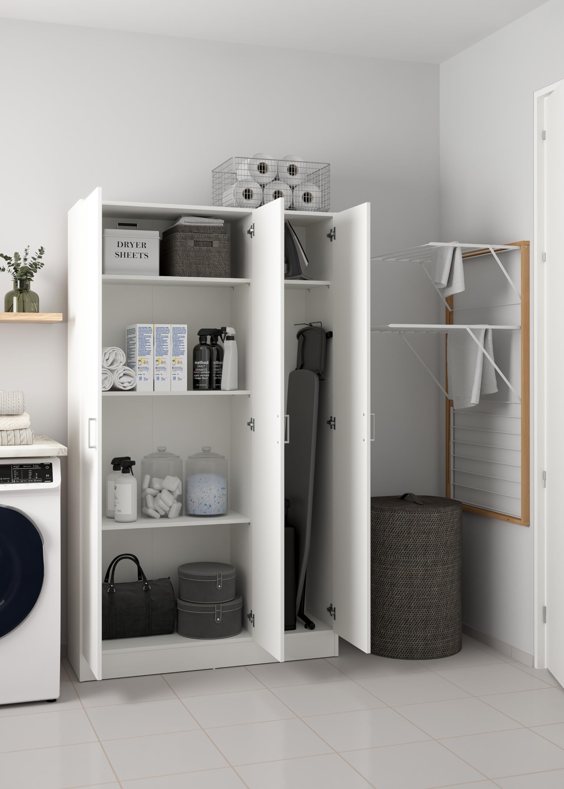 AVANTI TRENDSTORE - Casarile - Armadio multiuso in legno laminato bianco a 3 ante battenti e con 4 ripiani interni. Dimensioni LAP ca. 104,2x180,9x36 cm