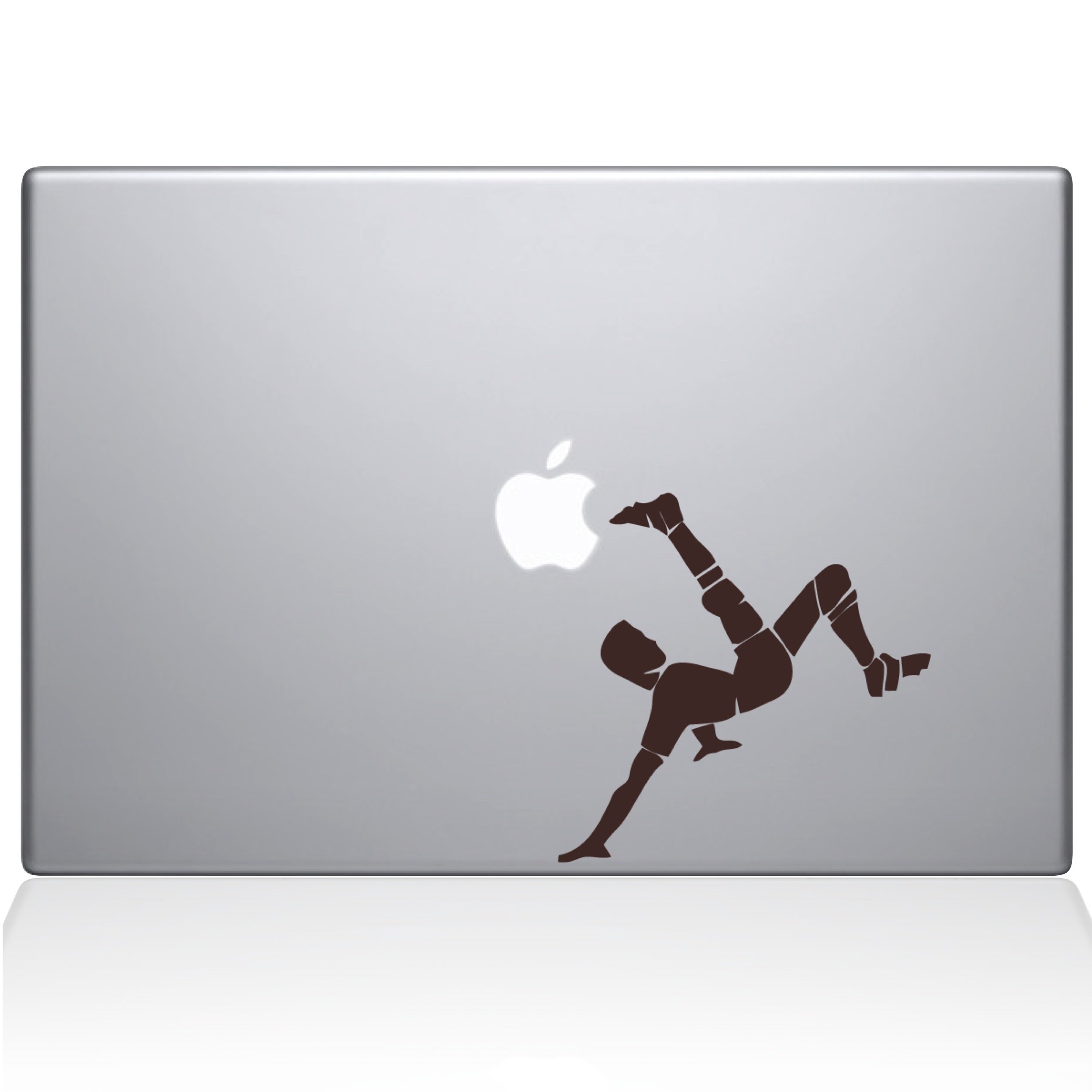 The Decal Guru Soccer Bicycle Kick Macbook Decal Vinyl Sticker - 13" Macbook Air - Brown (1178-MAC-13A-BRO)