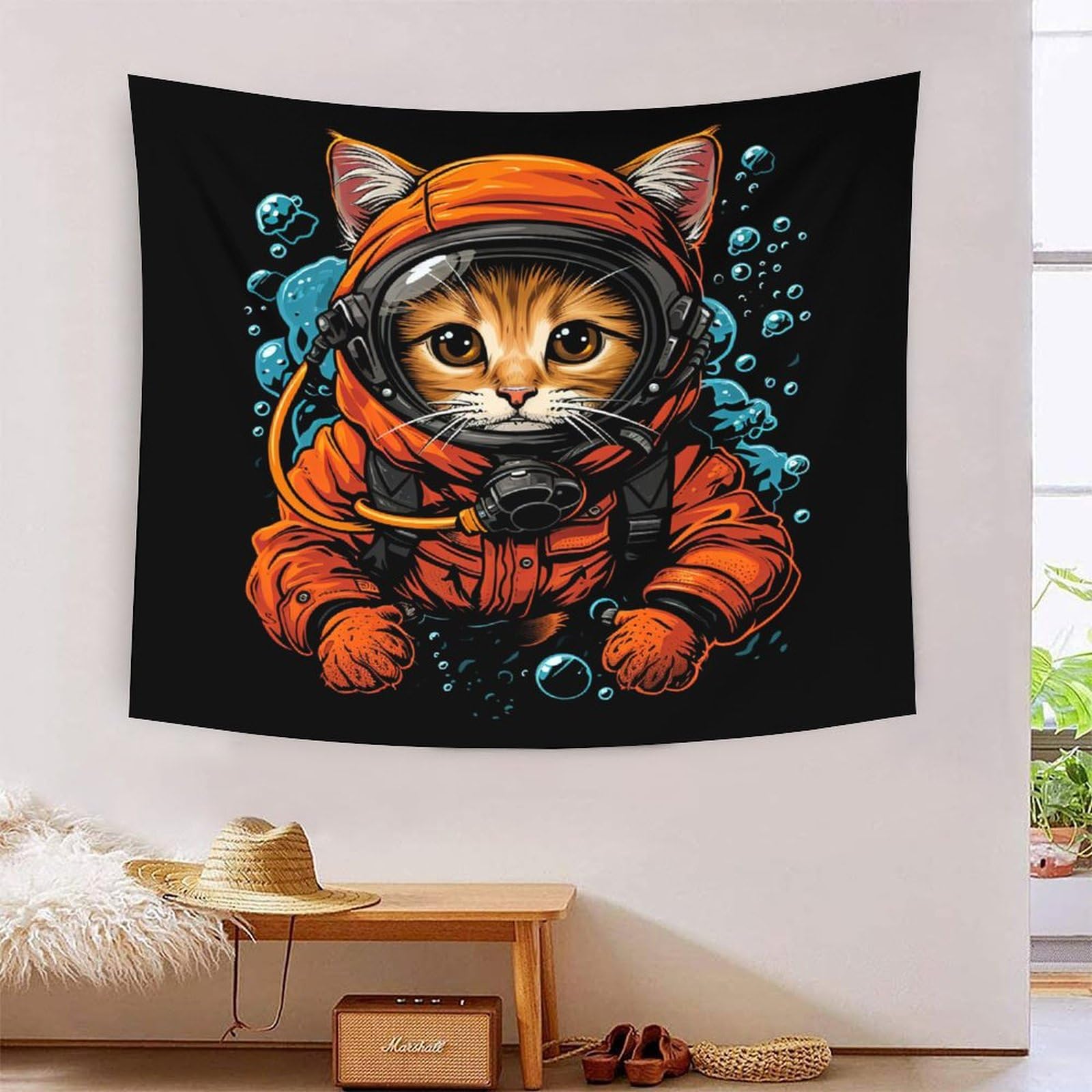 Tapisserie chat 3D grand format pour créer un salon cocooning