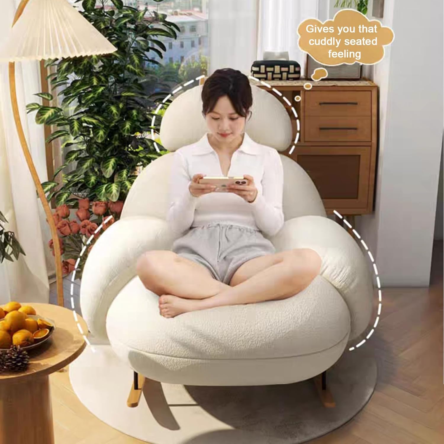 Nursery with Upholstered Glider for Nursery, High Backrest Arm Comfy Glider Rocker, for Nursery, Living Room,Bedroom, White