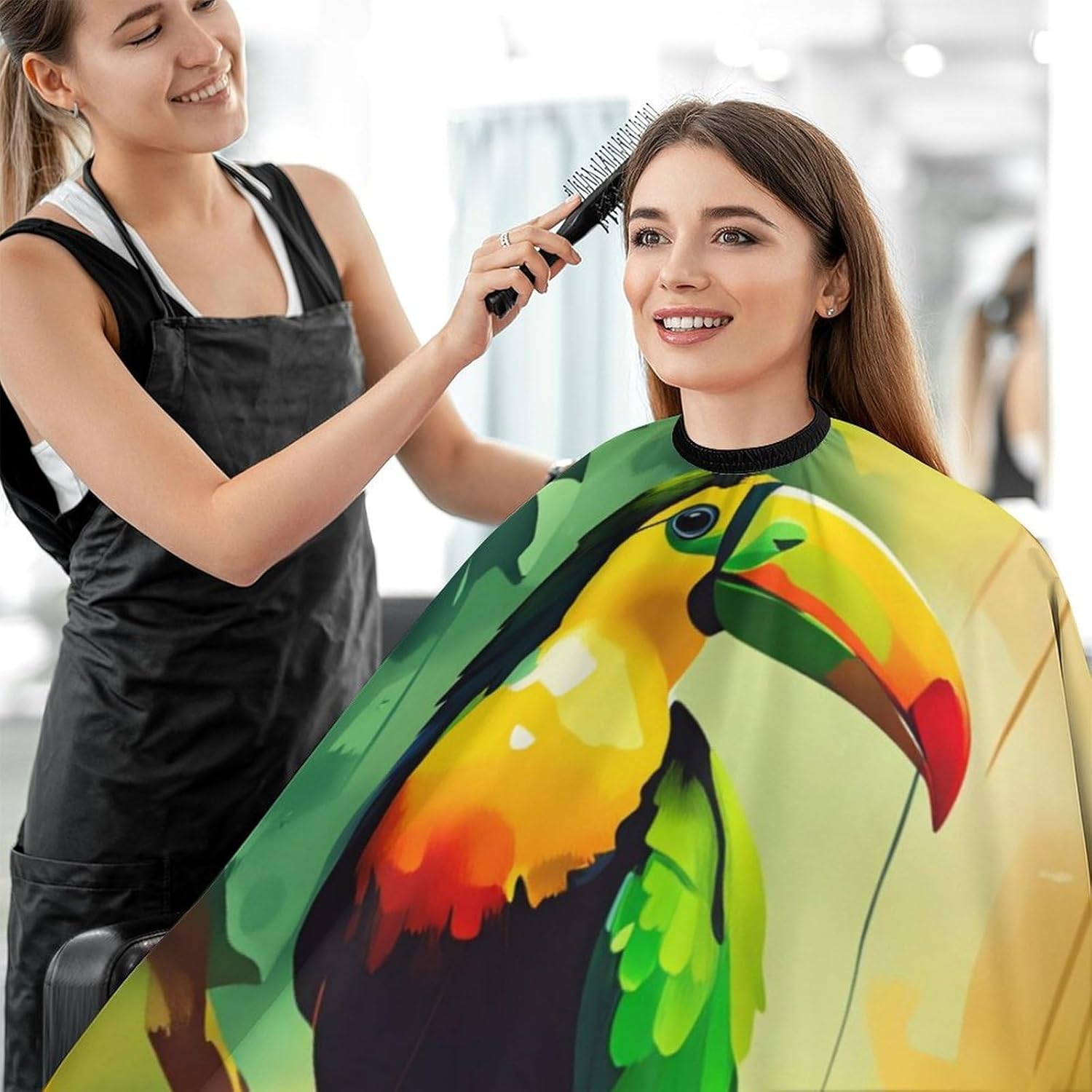 Adult Barber Apron for Men Women, Soft Durable Hairdressing Cape with Adjustable Snap Closure for Home Use
