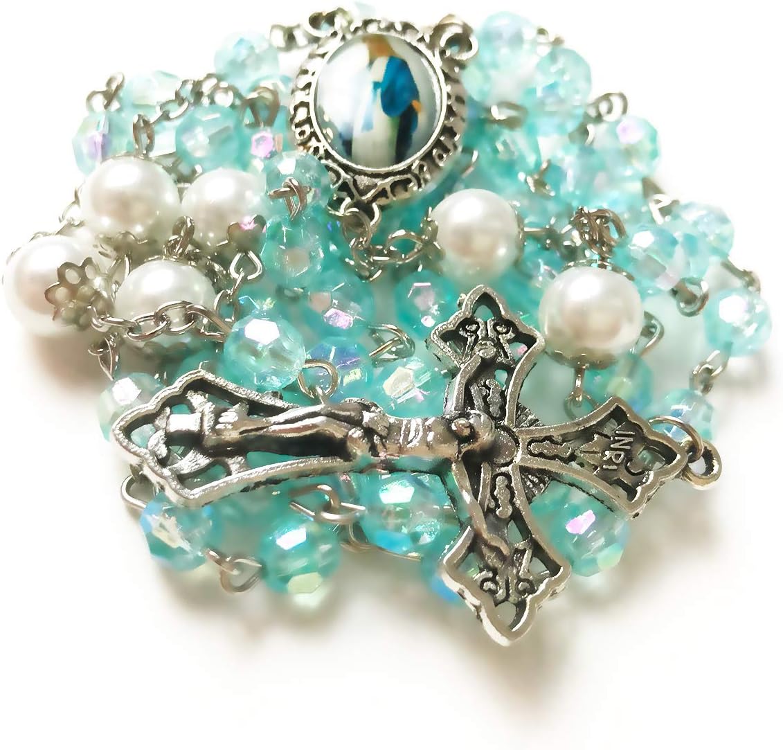 Our Lady of Grace Luminous Rosary Beads Catholic for Women - Catholic Gifts - Rosary Necklace for Women - Image 3