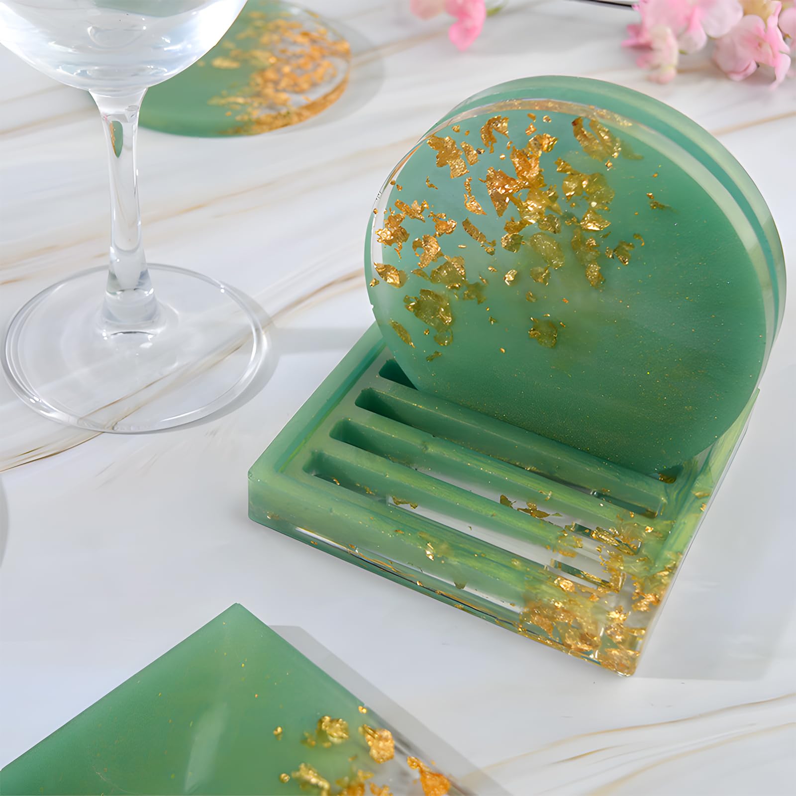 Set di 5 stampi in silicone per sottobicchieri, da scrivania, fatti