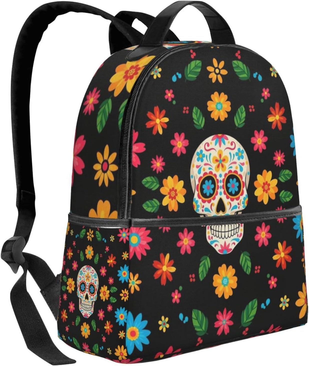 AMRANDOM Backpack for Women Men Laptop Bookbag College Backpack Mexican Sugar Skulls Day Of The Dead Flowers Daypack for Business Travel