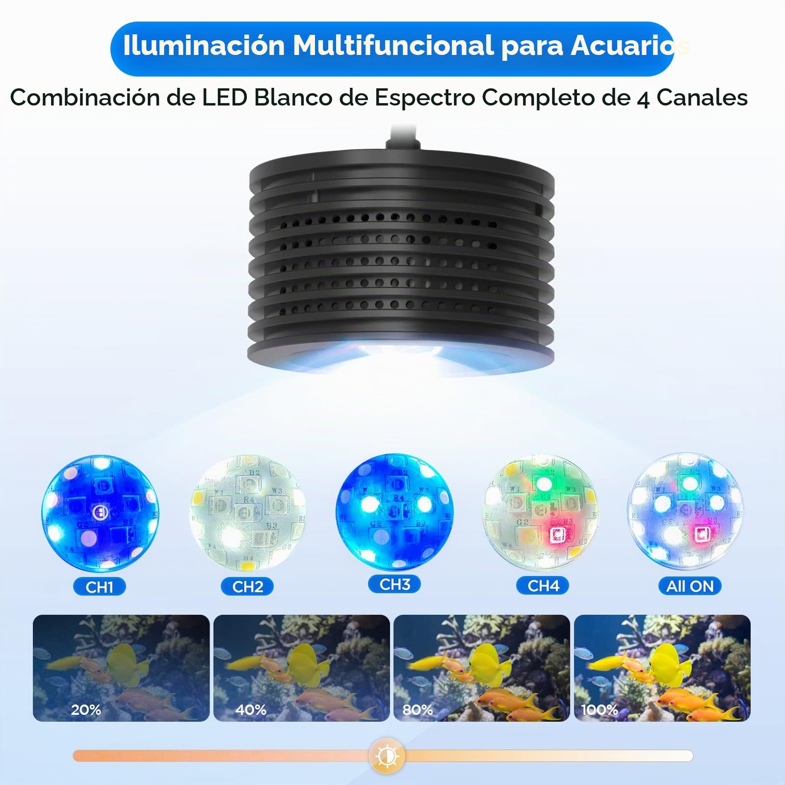 Lominie Iluminación del acuario, Espectro completo 20W LED iluminación del acuario, Clip En Agua Dulce Plantado Luz Cisne Ajustable Cuello De Cisne Para Agua Sal Coral Piscina Nano Refugio Tanque Luz