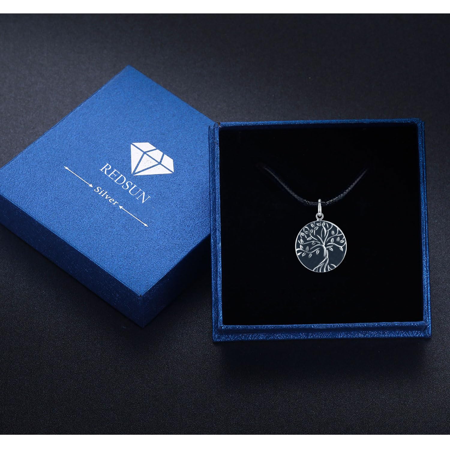 REDSUN Medaglione collana in argento Sterling 925 albero della vita/bussola/pietra di luna/cristallo cuore medaglione di girasole/lupo medaglione foto medaglione gioielli regalo per donne ragazze