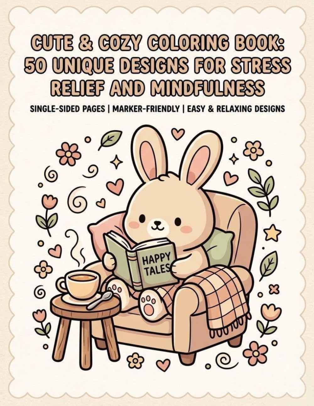 CUTE & COZY COLORING BOOK: 50 UNIQUE DESIGNS FOR STRESS RELIEF AND MINDFULNESS