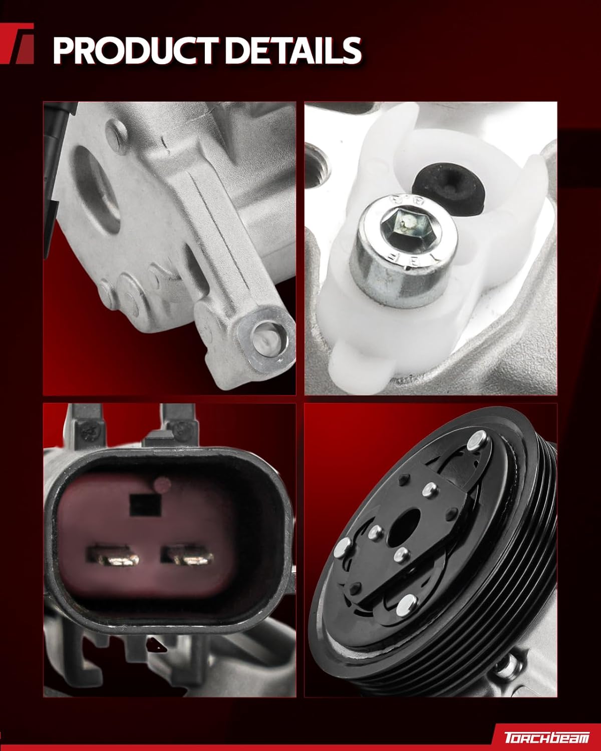 Torchbeam AC Compressor with Clutch Fit for Dodge Dakota/Ram 1500 2004-2007 3.7L/4.7L, OE: 68308, 6512150