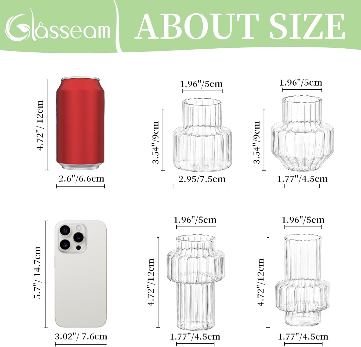 Glasseam Glass Bud Vases for Centerpieces: 16Pcs Small Clear Vase for Flowers Bulk Wedding Table Centerpieces - Modern Mini Decorations for Cute Vintage Home Living Room Decor