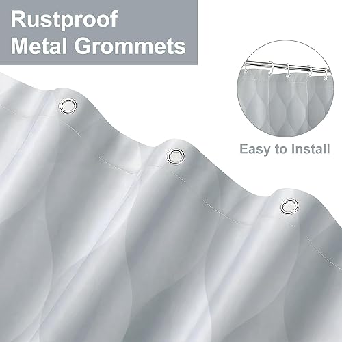 Miniatura 2 de Cortina de ducha gris degradado, juego de cortina de ducha geométrica moderna con 12 ganchos, tela de poliéster lavable para baño, dobladillo