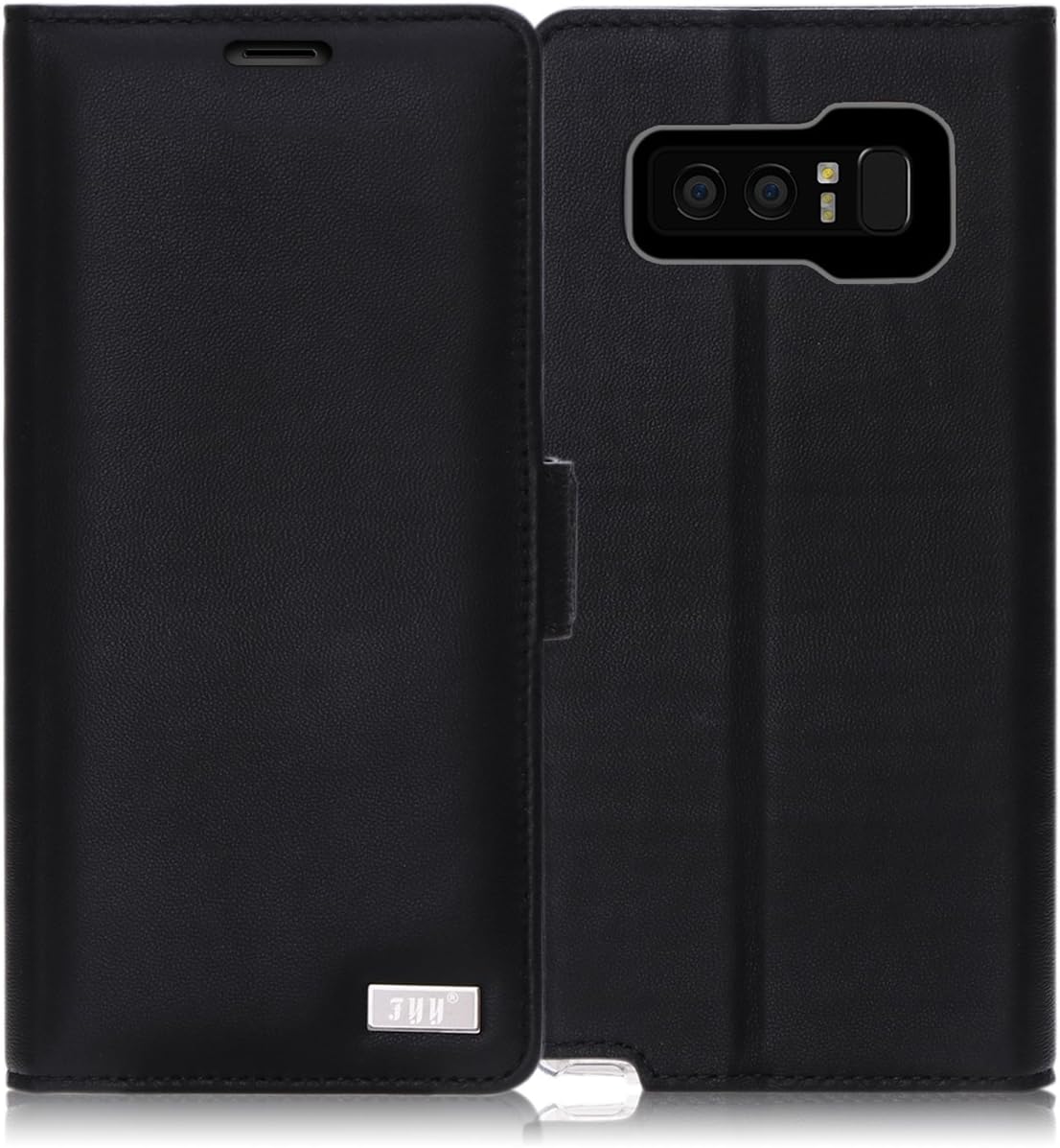 FYY Galaxy Note 8 Case, Galaxy Note 8 Wallet Case, [RFID Blocking Wallet] [Genuine Leather] 100% Handmade Wallet Case Credit Card Protector for Samsung Galaxy Note 8 (2017 Released) Black