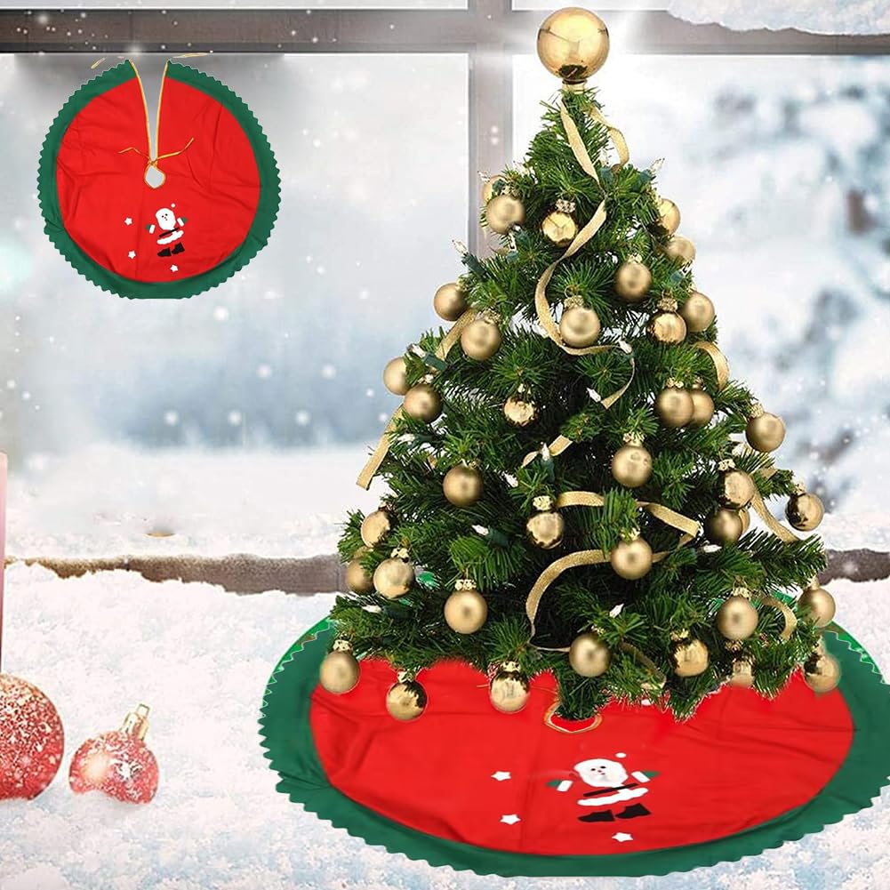 KARELLS Falda de árbol de Navidad, Alfombra para árbol de Navidad, 90 CM Falda Arbol Navidad, Cubierta de Base de árbol de Navidad, Rojo Alfombra Base de Árbol de Navidad, Base arbol Navidad