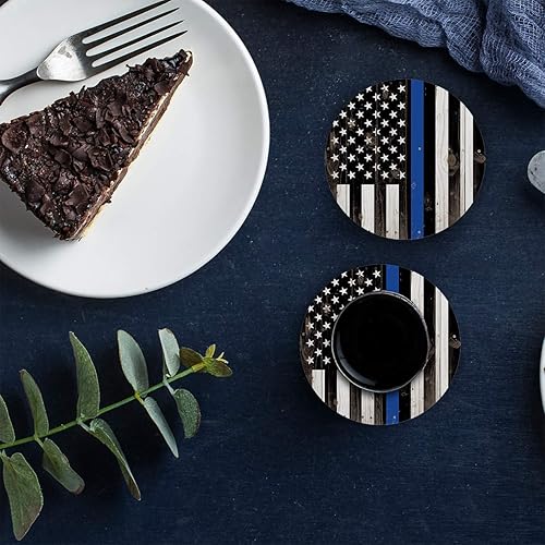 Miniatura 5 de Portavasos patrióticos con la bandera estadounidense para el 4 de julio, diseño de línea azul delgada con bandera de Estados Unidos, piedra